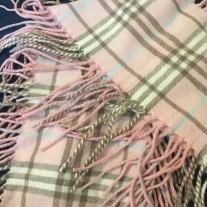 Authentic Burberry London RARE Cashmere Nova Check “HAPPINESS “Pink Fringe Scarf